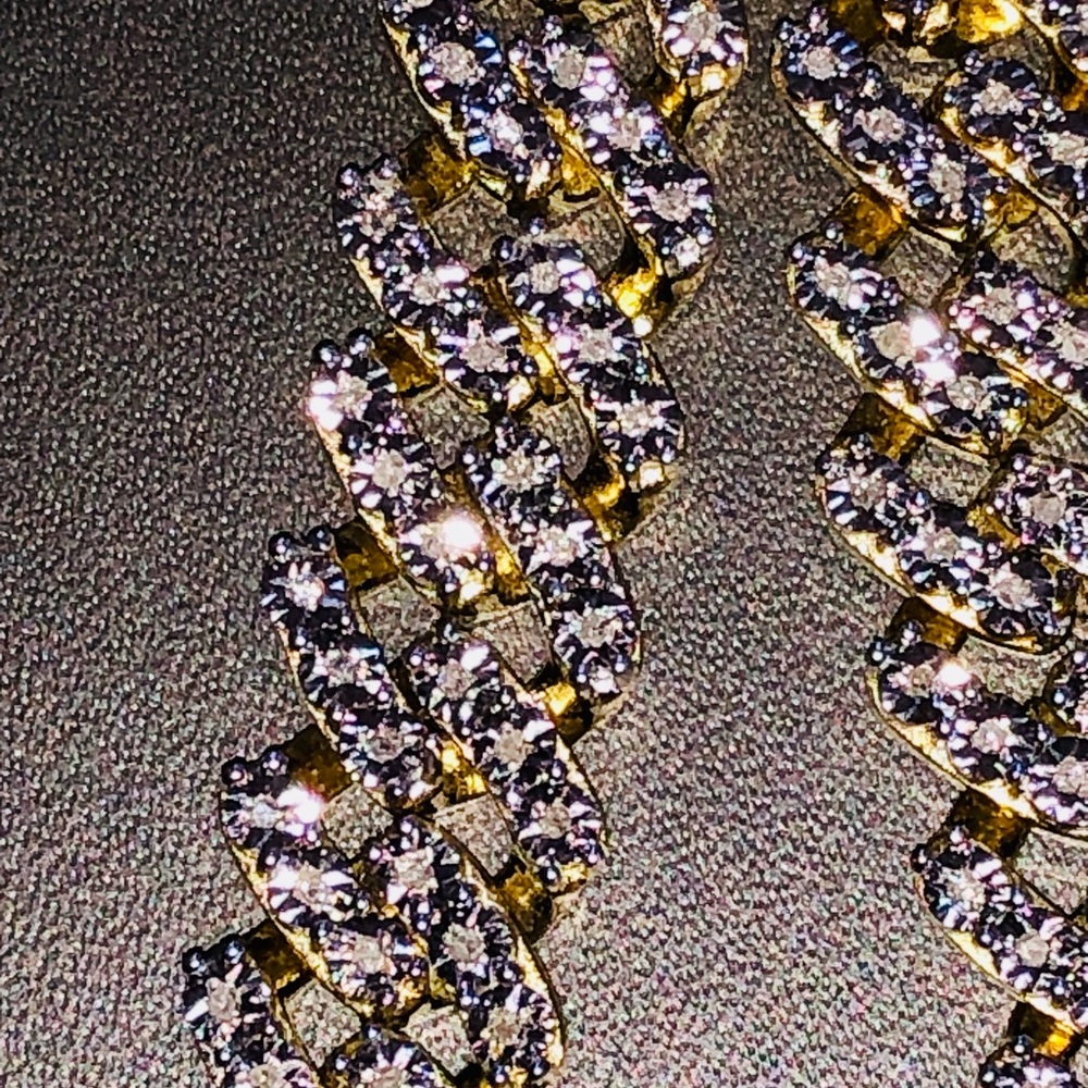 10k gold REAL DIAMOND Cuban link chain FREE posh authenticate service NOT FAKE! - Picture 10 of 12